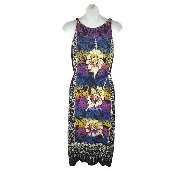 Bali Batik Rayon Sundress Womens Small Colorful Floral Boho Beach Dress Casual - Picture 3 of 8